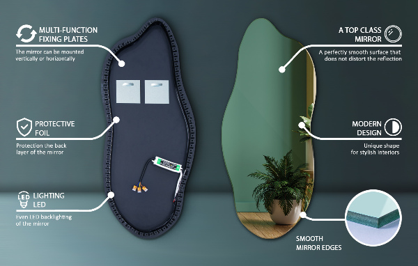 Oglinda forma neregulata led 40x90 cm