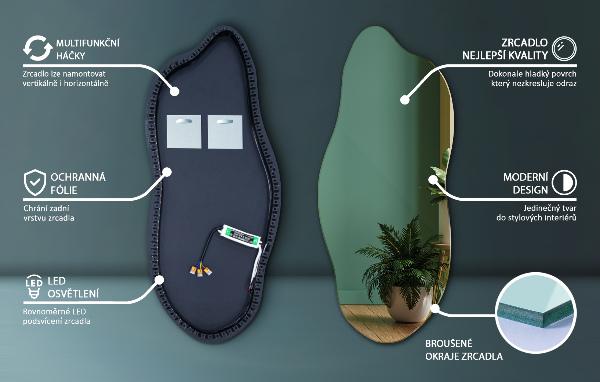 Oglinda forma neregulata led 40x90 cm