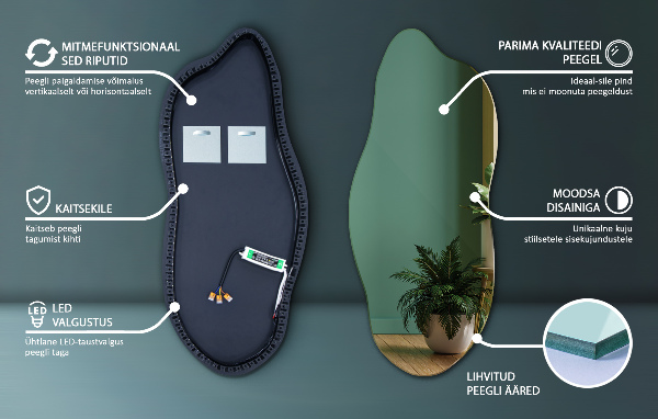 Oglinda forma neregulata led 40x90 cm