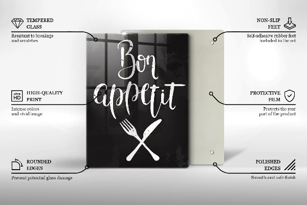 Tocător sticlă Inscripție Bon appetit