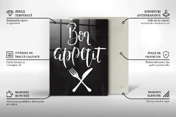 Tocător sticlă Inscripție Bon appetit