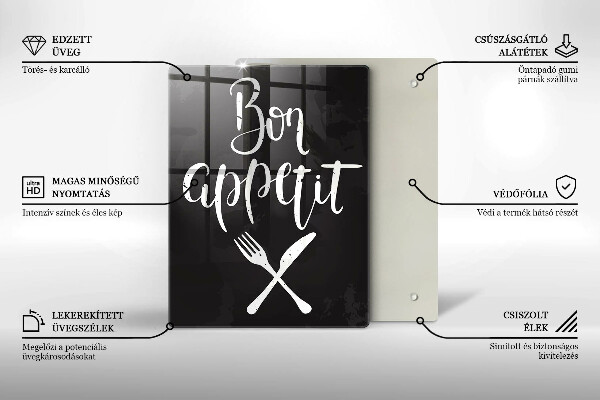 Tocător sticlă Inscripție Bon appetit