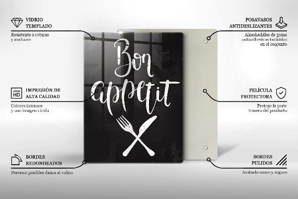 Tocător sticlă Inscripție Bon appetit