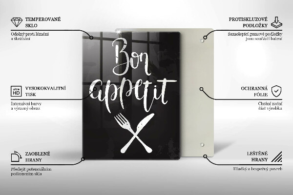 Tocător sticlă Inscripție Bon appetit