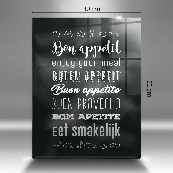 Tocător sticlă Inscripție în bucătărie spunând