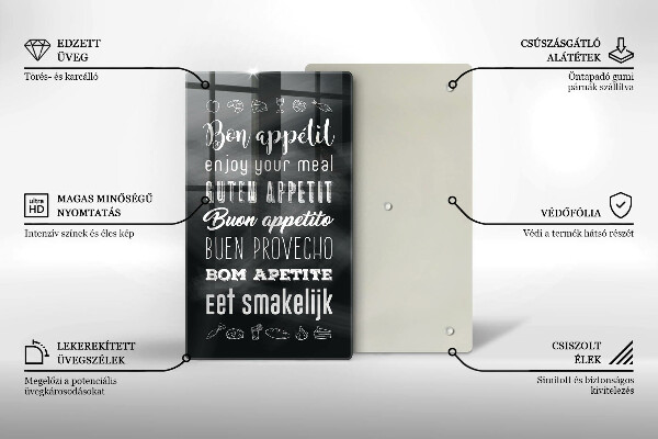 Tocător sticlă Inscripție în bucătărie spunând