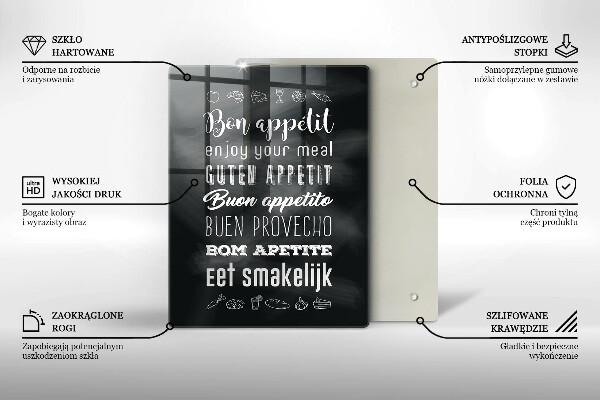 Tocător sticlă Inscripție în bucătărie spunând