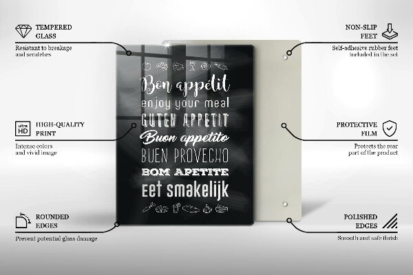 Tocător sticlă Inscripție în bucătărie spunând