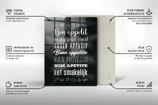 Tocător sticlă Inscripție în bucătărie spunând