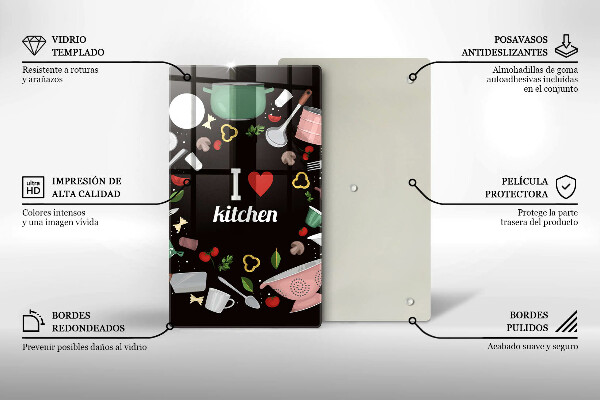 Tocător sticlă I love kitchen