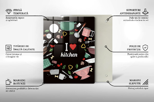 Tocător sticlă I love kitchen