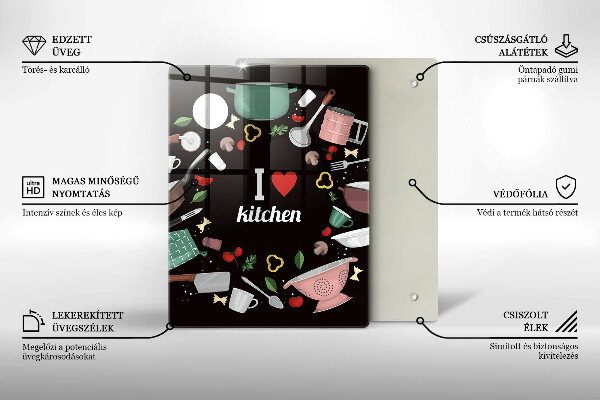 Tocător sticlă I love kitchen