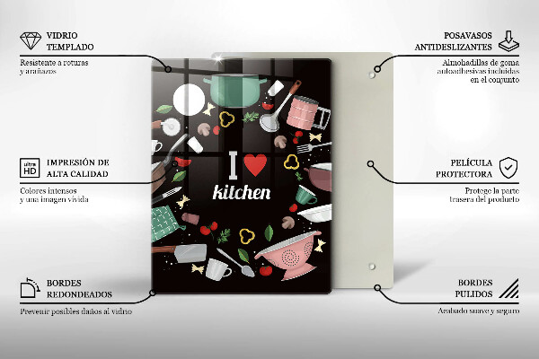 Tocător sticlă I love kitchen