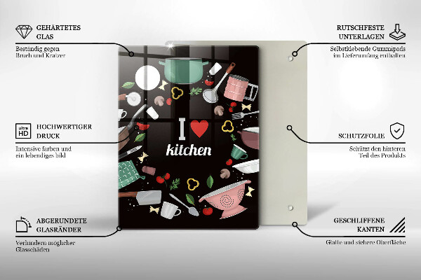 Tocător sticlă I love kitchen