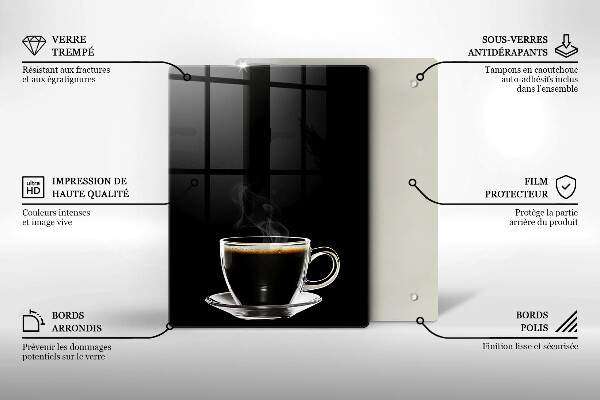 Tocător sticlă Un pahar de cafea fierbinte