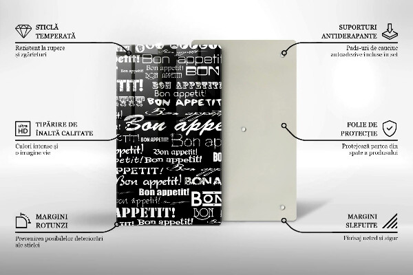 Tocător sticlă Bucătărie subtitrat Bon appetit
