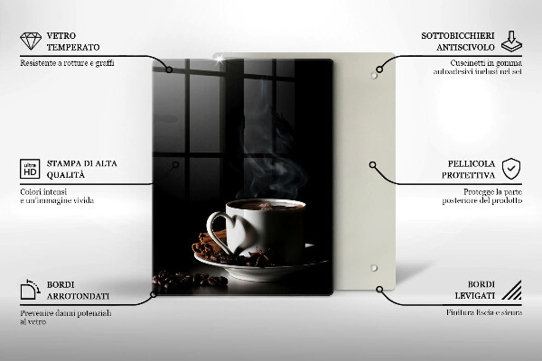Tocător sticlă O ceașcă de cafea fierbinte