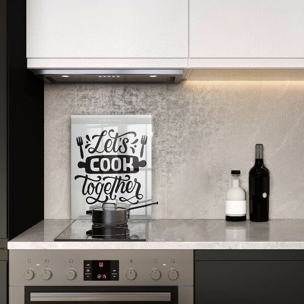 Tocător sticlă Napis Let's cook together