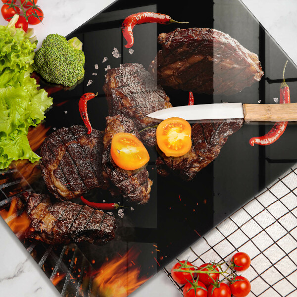 Tocător sticlă Carne la gratar