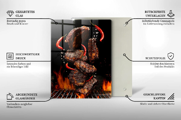 Tocător sticlă Carne la gratar