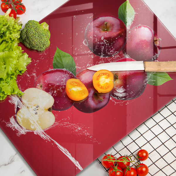 Tocător sticlă Mere suculente în apă