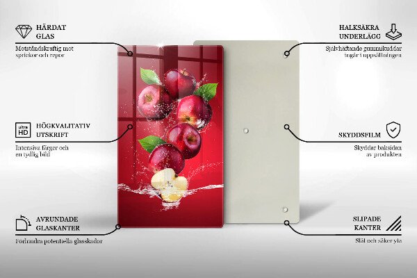 Tocător sticlă Mere suculente în apă