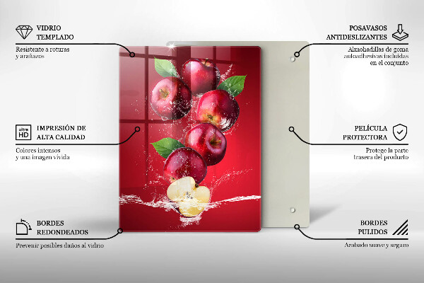 Tocător sticlă Mere suculente în apă