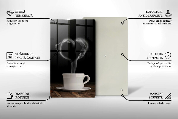 Tocător sticlă Inimă de ceașcă de cafea