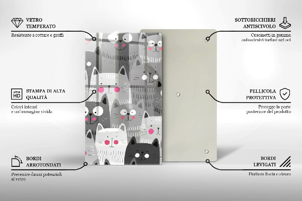 Tocător sticlă Ilustrație de pisici