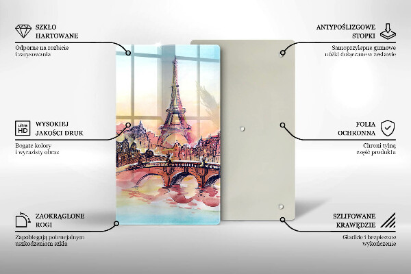 Tocător sticlă Peisajul Turnului Eiffel din Paris