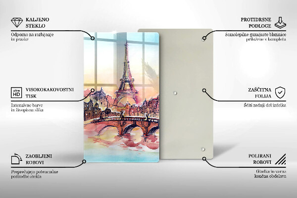 Tocător sticlă Peisajul Turnului Eiffel din Paris