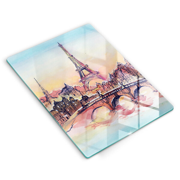 Tocător sticlă Peisajul Turnului Eiffel din Paris