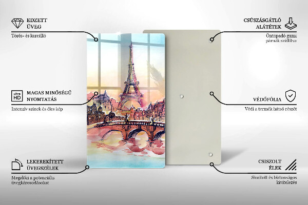 Tocător sticlă Peisajul Turnului Eiffel din Paris