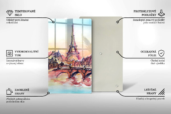Tocător sticlă Peisajul Turnului Eiffel din Paris