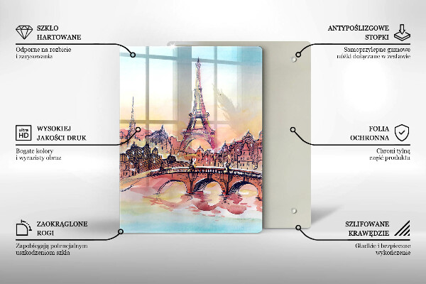 Tocător sticlă Peisajul Turnului Eiffel din Paris
