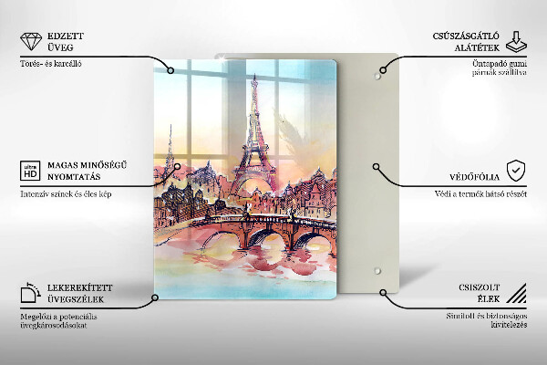 Tocător sticlă Peisajul Turnului Eiffel din Paris