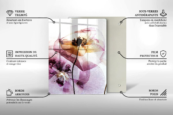 Tocător sticlă Flori delicate