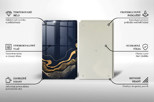 Tocător de bucătărie Linii aurii abstracte