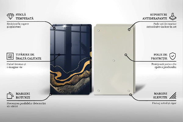 Tocător de bucătărie Linii aurii abstracte