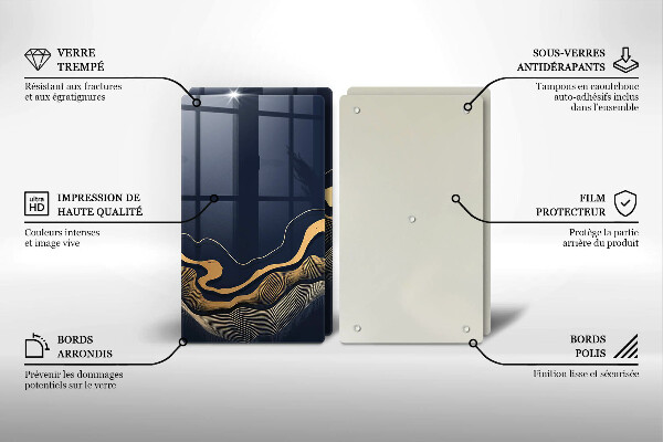 Tocător de bucătărie Linii aurii abstracte