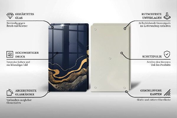 Tocător de bucătărie Linii aurii abstracte