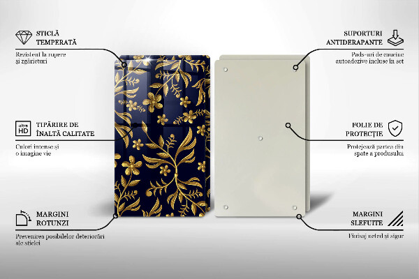 Tocător de bucătărie Motiv flori aurii