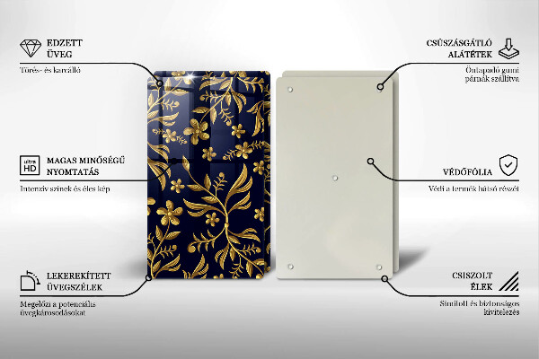 Tocător de bucătărie Motiv flori aurii