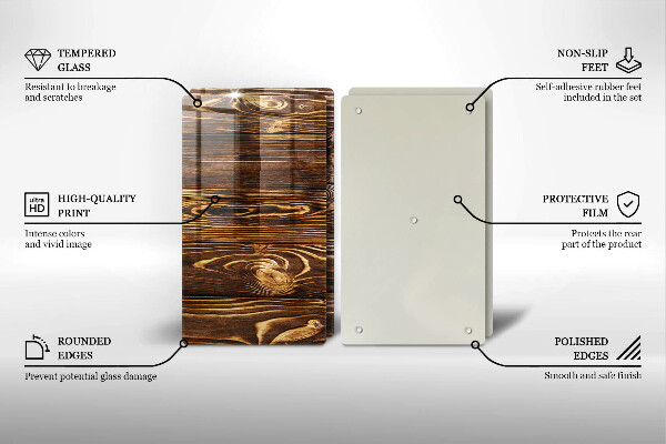 Tocător sticlă Textura lemnului