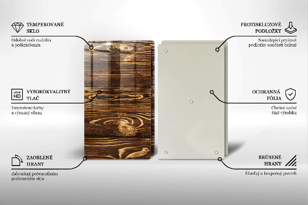 Tocător sticlă Textura lemnului