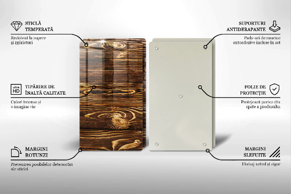 Tocător sticlă Textura lemnului