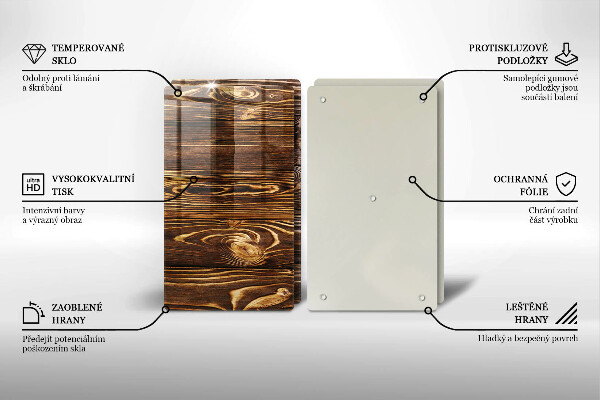 Tocător sticlă Textura lemnului