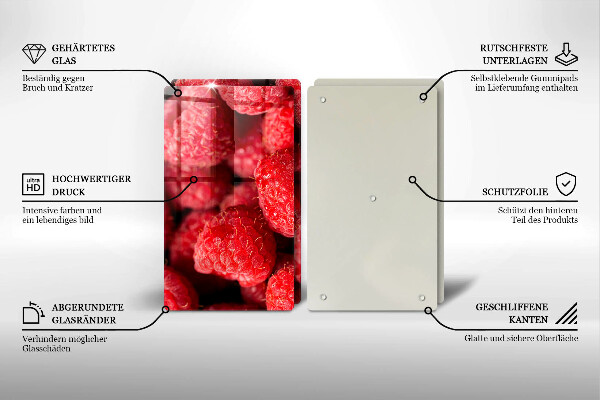 Tocător sticlă Fructe de zmeură