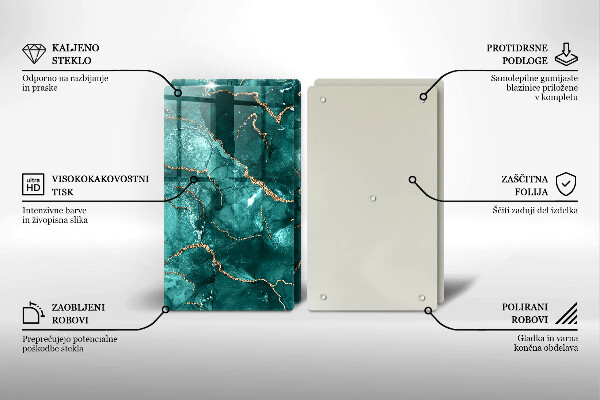 Tocător sticlă Marmură albastră