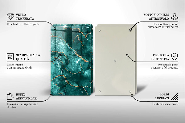 Tocător sticlă Marmură albastră